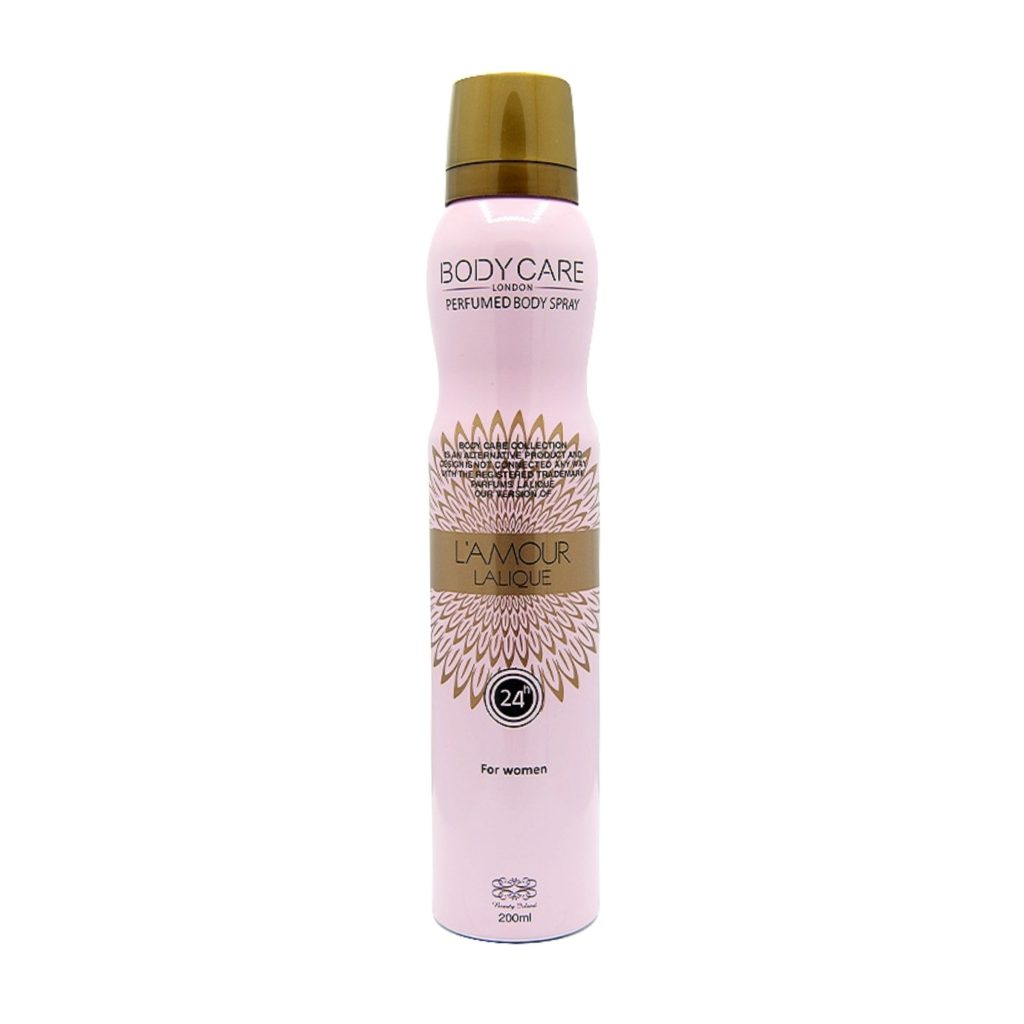 اسپری زنانه بادی کر BODY CARE مدل لالیک لامور LALIQUE LAMOUR حجم 200 میلی لیتر