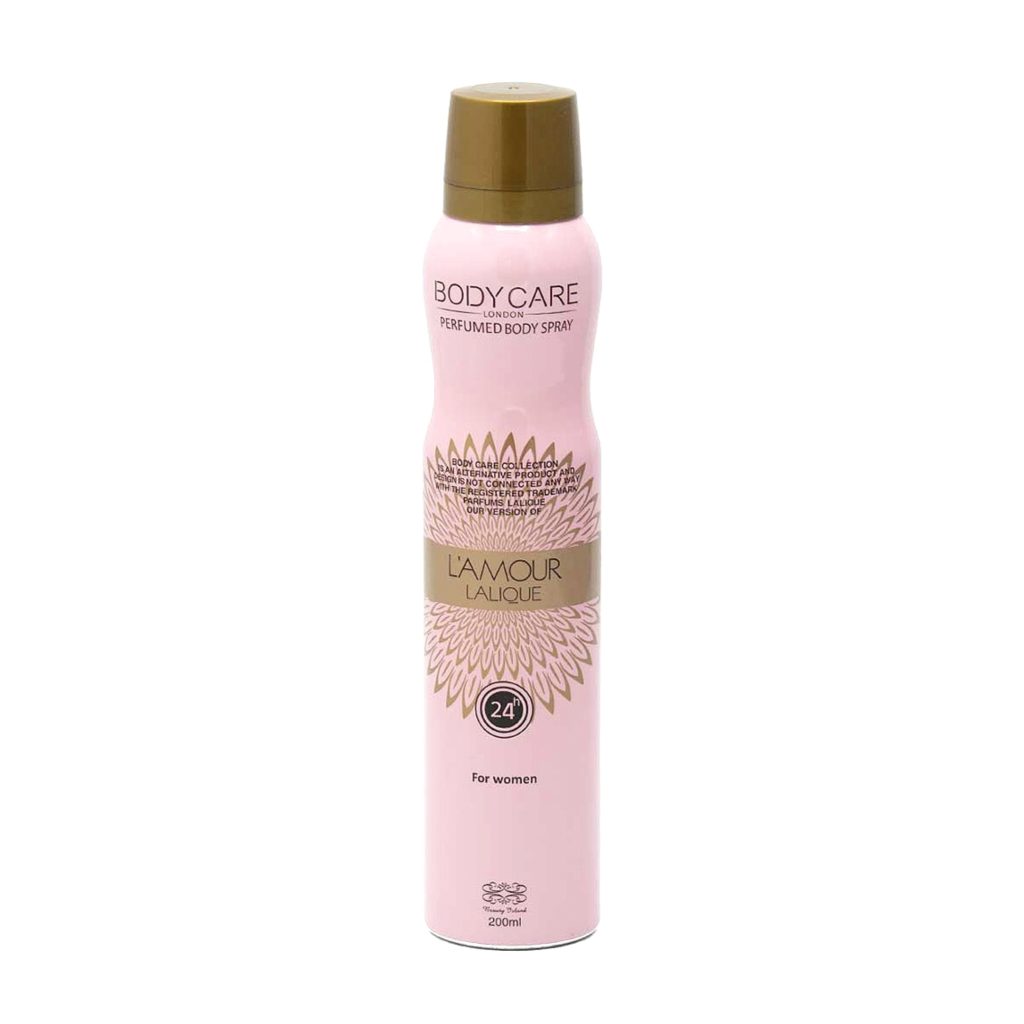 اسپری زنانه بادی کر BODY CARE مدل لالیک لامور LALIQUE LAMOUR حجم 200 میلی لیتر