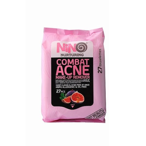 دستمال مرطوب آرایش پاک کن ضد آکنه COMBAT ACNE نینو 27 عددی