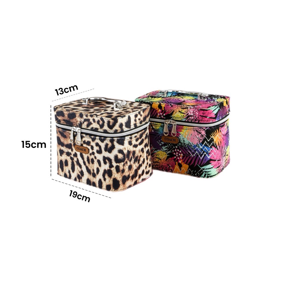 کیف لوازم آرایشی صندوقی هارد طرح پلنگی