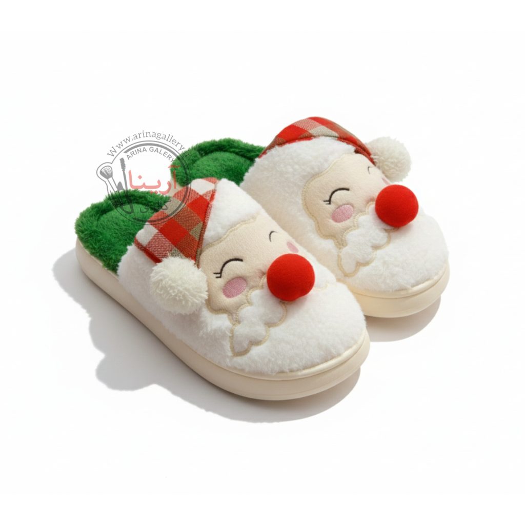 اسلیپر (دمپایی روفرشی) پولیشی بابانوئل سبز قرمز