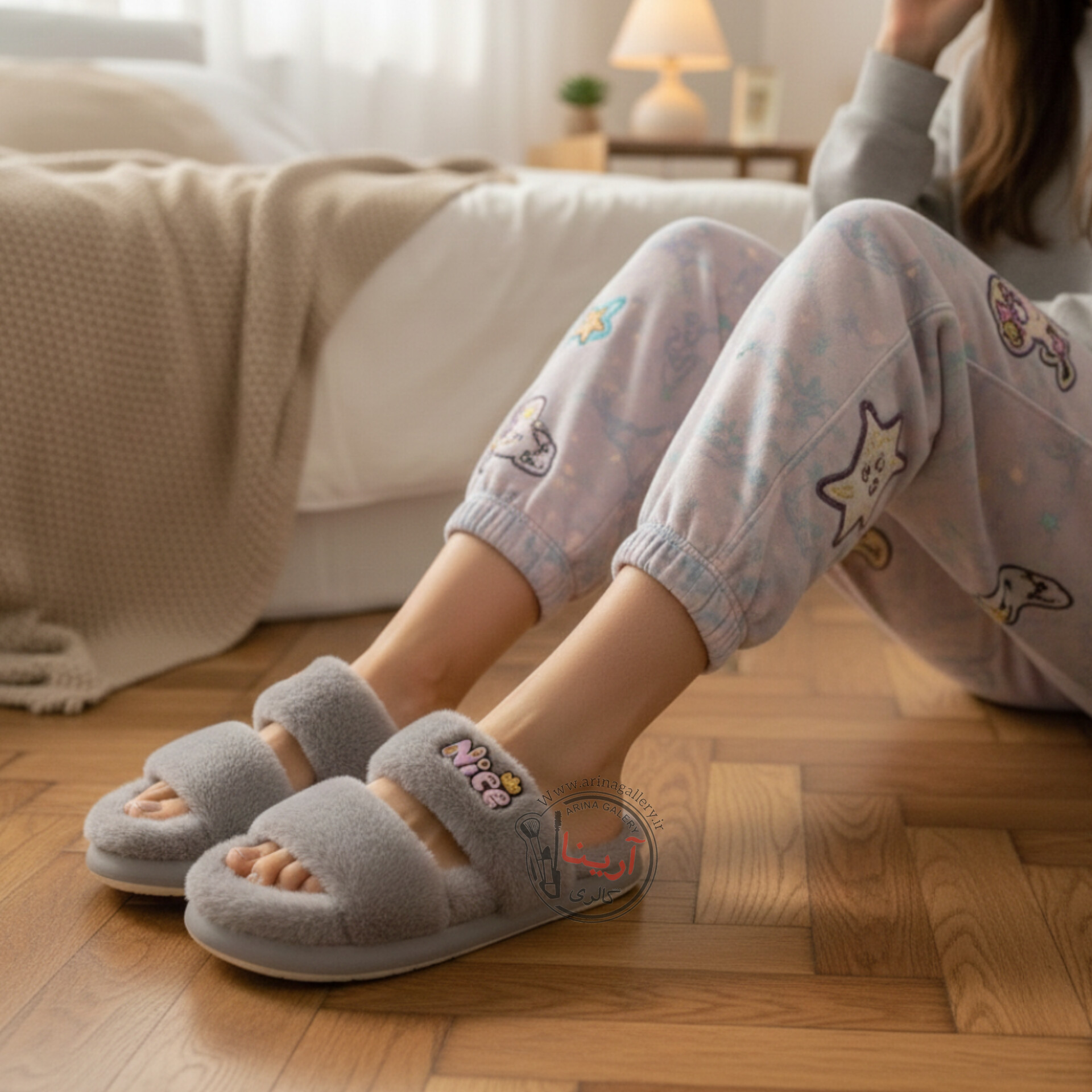 اسلیپر (دمپایی روفرشی) پولیشی نایس NICE طوسی