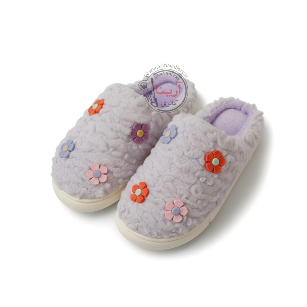 اسلیپر (دمپایی روفرشی) پولیشی گلدار بنفش