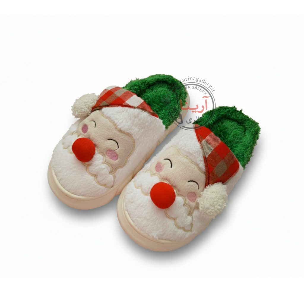 اسلیپر (دمپایی روفرشی) پولیشی بابانوئل سبز قرمز