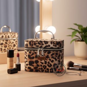 کیف لوازم آرایشی صندوقی هارد طرح پلنگی