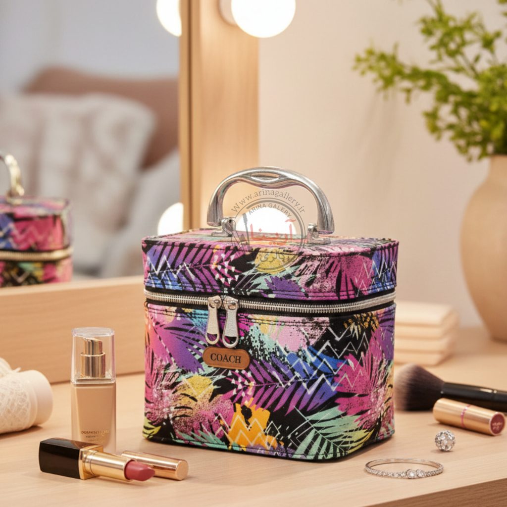 کیف لوازم آرایشی صندوقی هارد طرح هاوایی