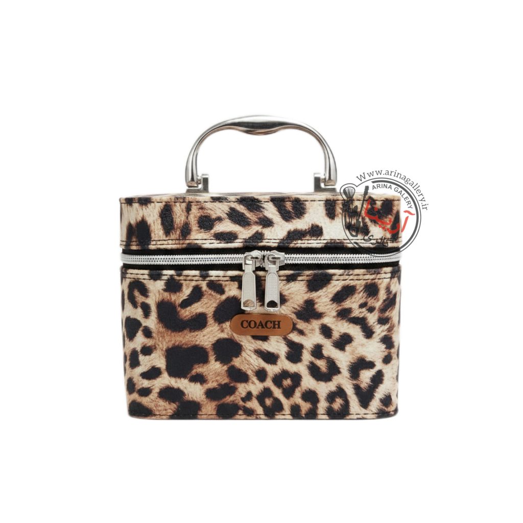 کیف لوازم آرایشی صندوقی هارد طرح پلنگی