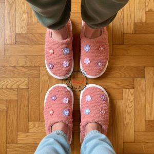 اسلیپر (دمپایی روفرشی) پولیشی گلدار نارنجی