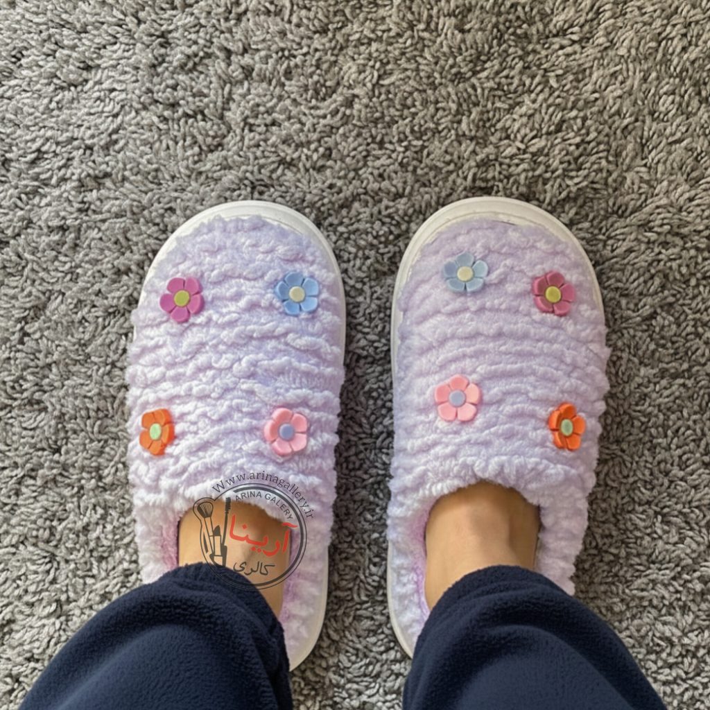 اسلیپر (دمپایی روفرشی) پولیشی گلدار بنفش