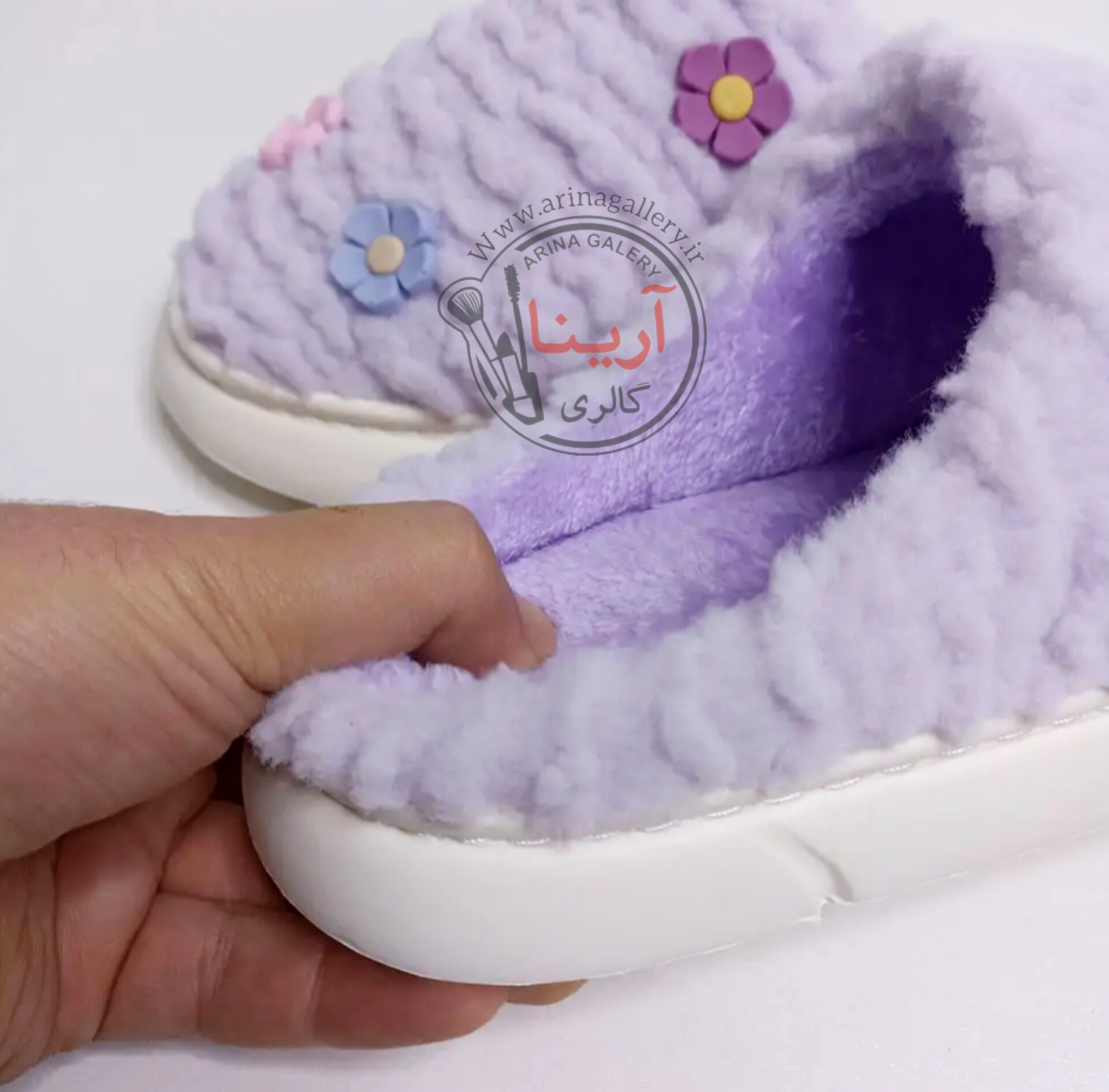 اسلیپر (دمپایی روفرشی) پولیشی گلدار بنفش