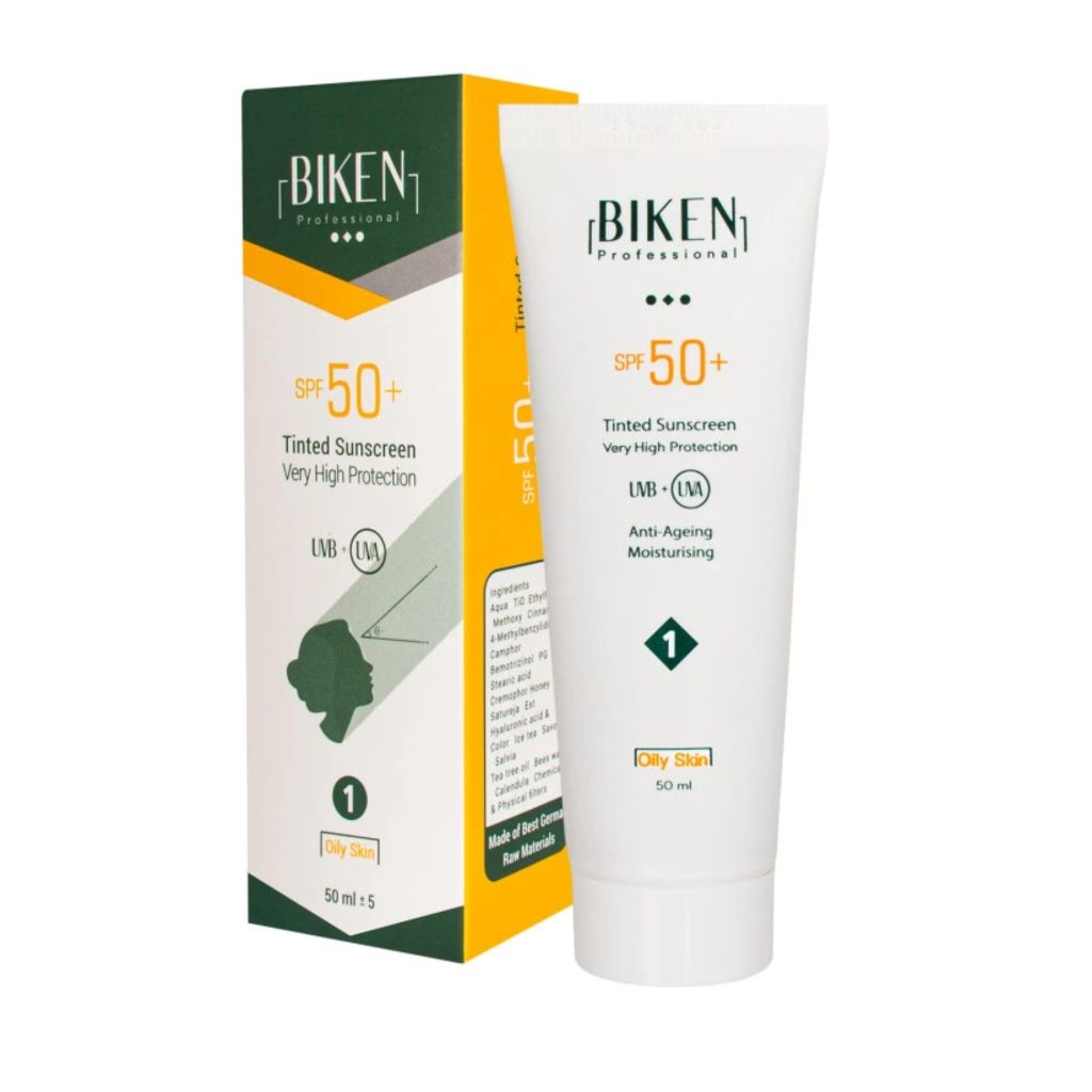 کرم ضد آفتاب رنگی SPF50 بیکن BIKEN شماره 1 مناسب پوست چرب حجم 50 میل