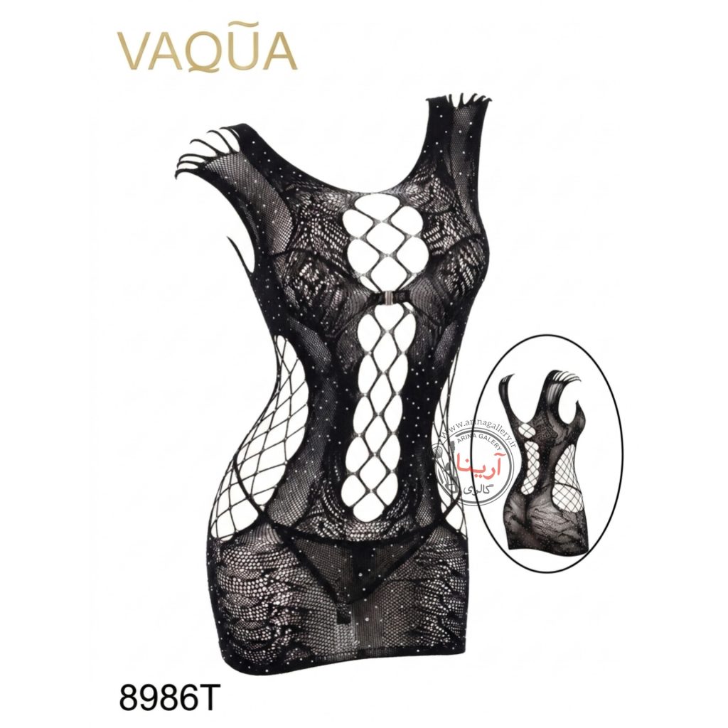لباس خواب بادی زنانه فانتزی نگین دار برند واکوا VAQUA مدل 8986T