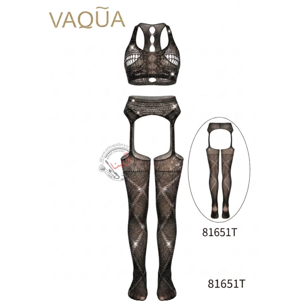 لباس خواب بادی زنانه فانتزی نگین دار برند واکوا VAQUA مدل 81651T