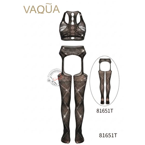 لباس خواب بادی زنانه فانتزی نگین دار برند واکوا VAQUA مدل 81651T