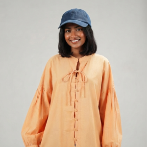 شومیز جلو گره آبرنگ لینن پفکی